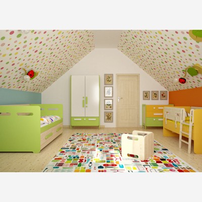 Дизайн-проект комнаты двух детей в мансарде загородного дома